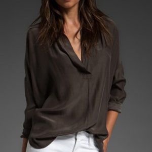 Vince 100% Silk Collared Popover Dolman Blouse